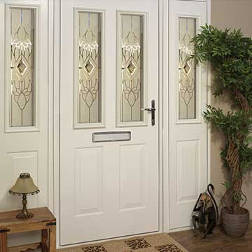 White composite entrance door