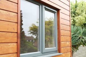 Grey uPVC window frames - new double glazing
