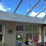 Interior of a glass roof orangery