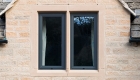 Black slimline aluminium casement window